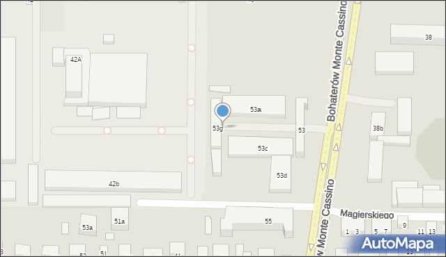 Lublin, Bohaterów Monte Cassino, 53b, mapa Lublina