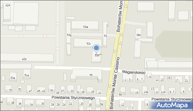 Lublin, Bohaterów Monte Cassino, 53d, mapa Lublina