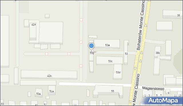 Lublin, Bohaterów Monte Cassino, 53g, mapa Lublina