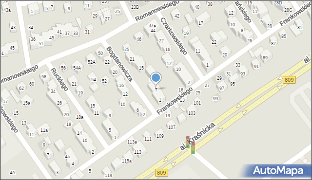 Lublin, Bogdanowicza Kazimierza, 7, mapa Lublina