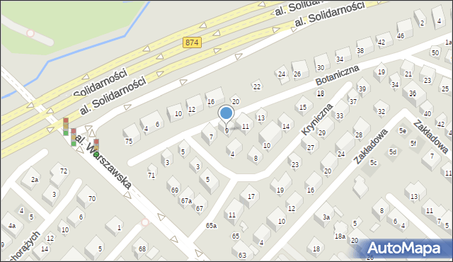 Lublin, Botaniczna, 9, mapa Lublina