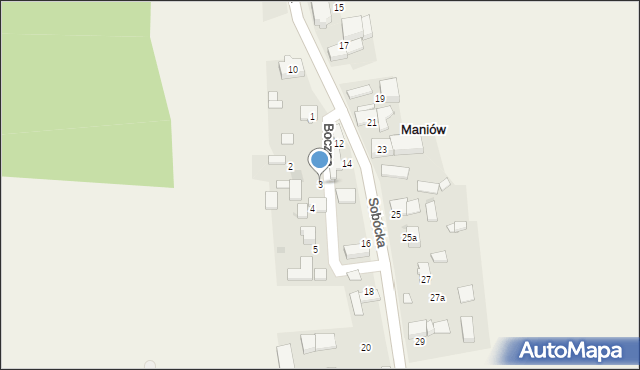 Maniów, Boczna, 3, mapa Maniów