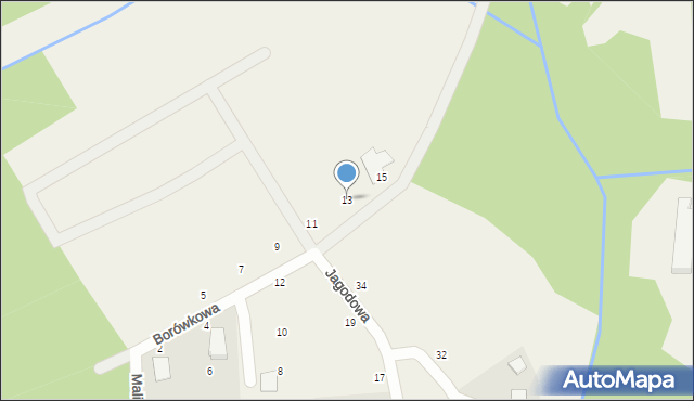 Mechlin, Borówkowa, 13, mapa Mechlin