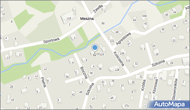 Meszna, Boczna, 6a, mapa Meszna