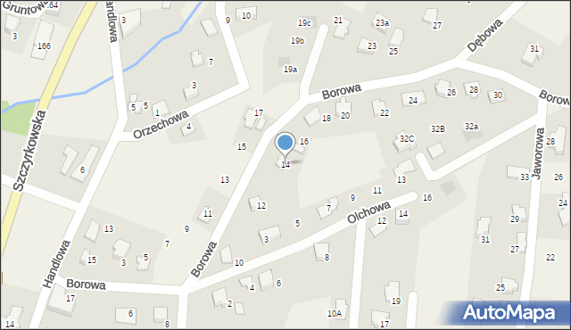 Meszna, Borowa, 14, mapa Meszna