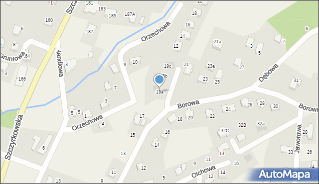 Meszna, Borowa, 19a, mapa Meszna