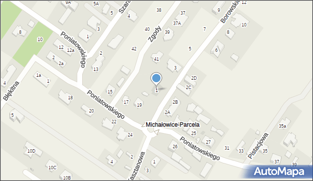 Michałowice-Wieś, Borowskiego Tadeusza, 1, mapa Michałowice-Wieś