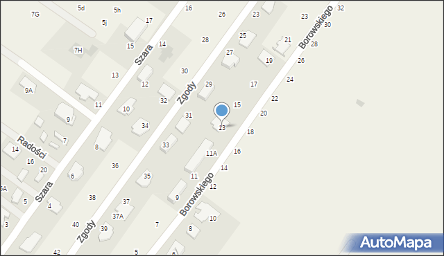 Michałowice-Wieś, Borowskiego Tadeusza, 13, mapa Michałowice-Wieś