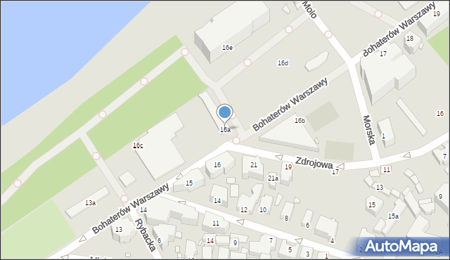 Międzyzdroje, Bohaterów Warszawy, 16a, mapa Międzyzdroje