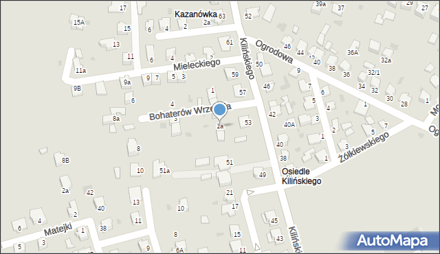 Mielec, Bohaterów Września, 1a, mapa Mielca