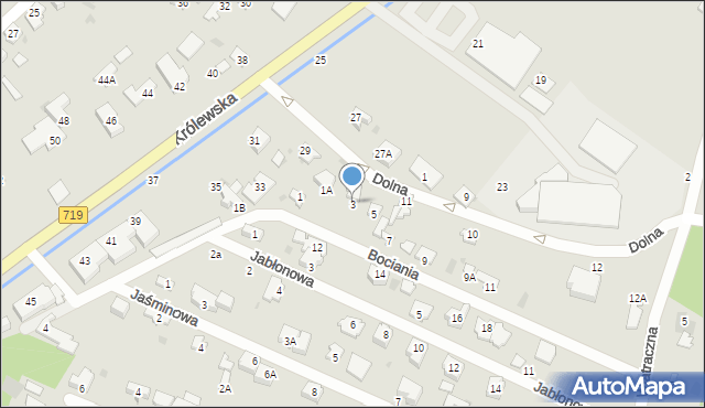 Milanówek, Bociania, 3, mapa Milanówek