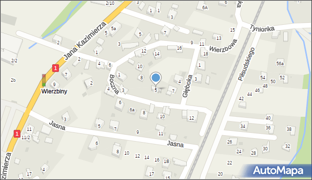 Milówka, Boczna, 5, mapa Milówka