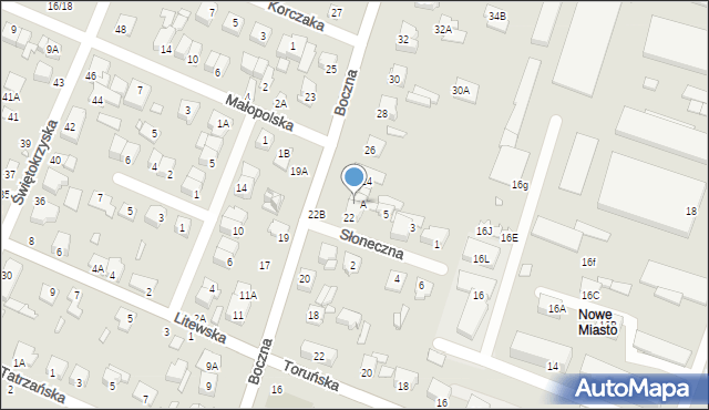 Mińsk Mazowiecki, Boczna, 22A, mapa Mińsk Mazowiecki