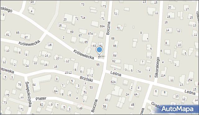 Mińsk Mazowiecki, Boczna, 57, mapa Mińsk Mazowiecki