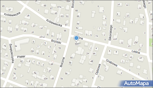 Mińsk Mazowiecki, Boczna, 62A, mapa Mińsk Mazowiecki