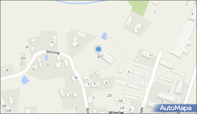 Mizerów, Boczna, 10, mapa Mizerów
