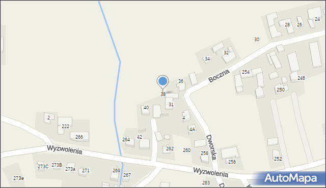 Mizerów, Boczna, 38, mapa Mizerów