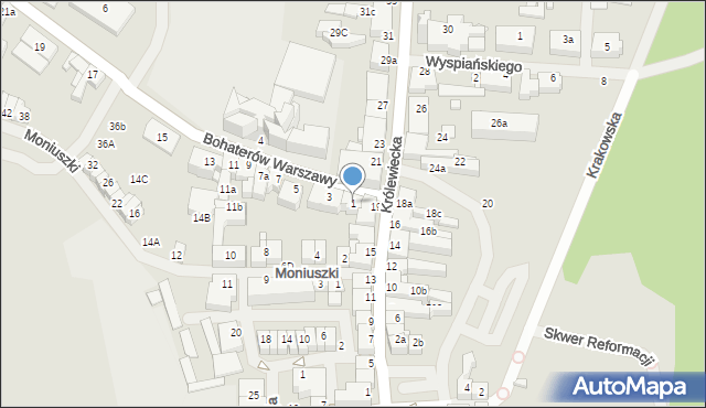 Mrągowo, Bohaterów Warszawy, 1, mapa Mrągowo