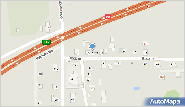 Mszczonów, Boczna, 5, mapa Mszczonów