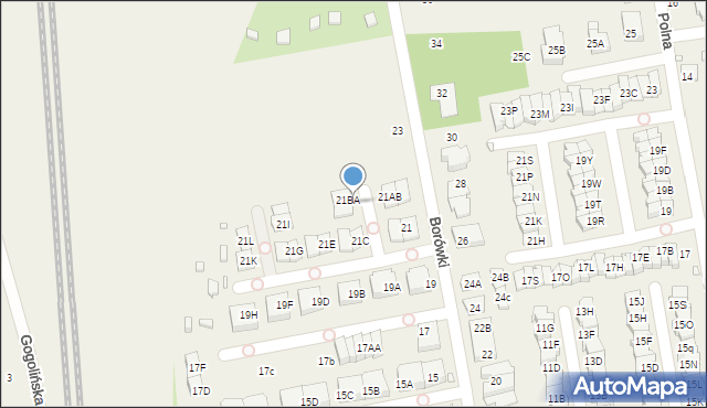 Mysiadło, Borówki, 21b, mapa Mysiadło