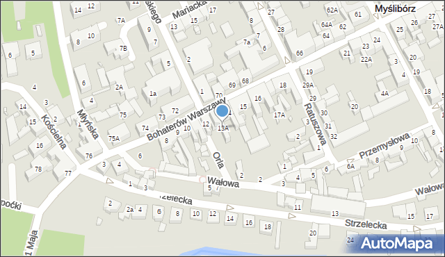 Myślibórz, Bohaterów Warszawy, 13A, mapa Myślibórz
