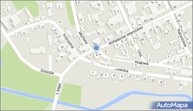 Myślibórz, Bohaterów Warszawy, 4, mapa Myślibórz