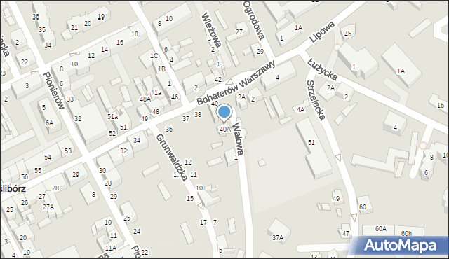 Myślibórz, Bohaterów Warszawy, 40A, mapa Myślibórz