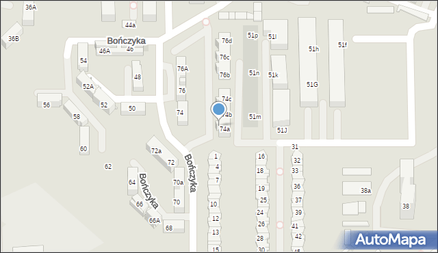 Mysłowice, Bończyka Norberta, ks., 74d, mapa Mysłowice