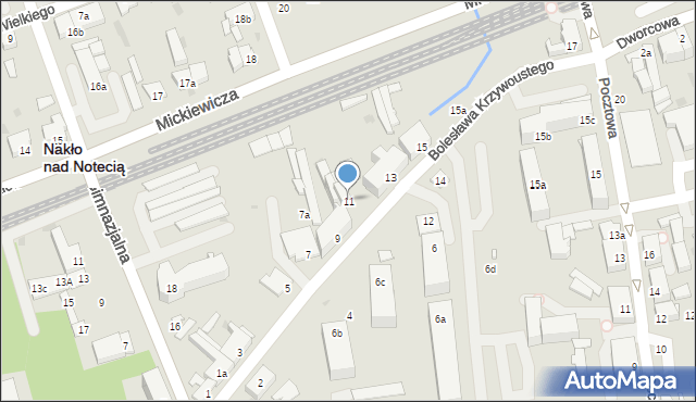 Nakło nad Notecią, Bolesława Krzywoustego, 11, mapa Nakło nad Notecią