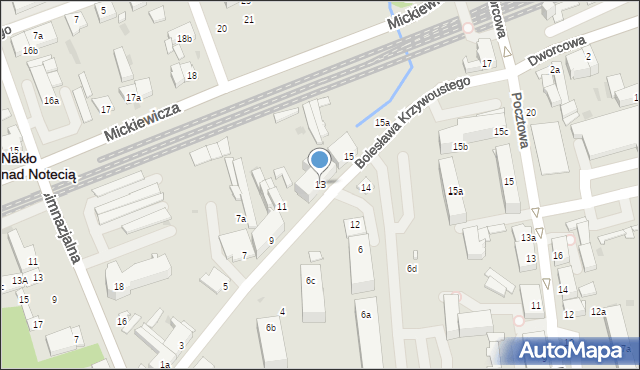 Nakło nad Notecią, Bolesława Krzywoustego, 13, mapa Nakło nad Notecią