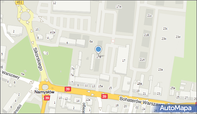 Namysłów, Bohaterów Warszawy, 17B, mapa Namysłów