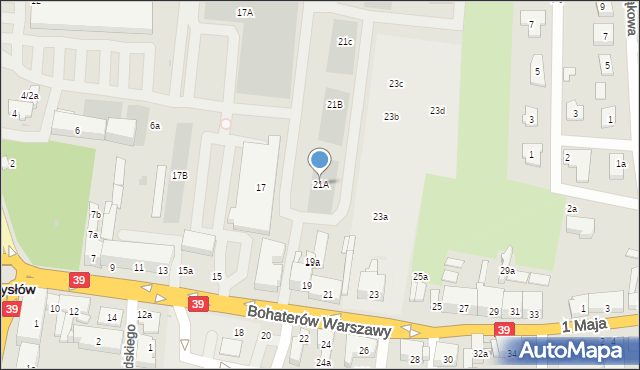 Namysłów, Bohaterów Warszawy, 21A, mapa Namysłów
