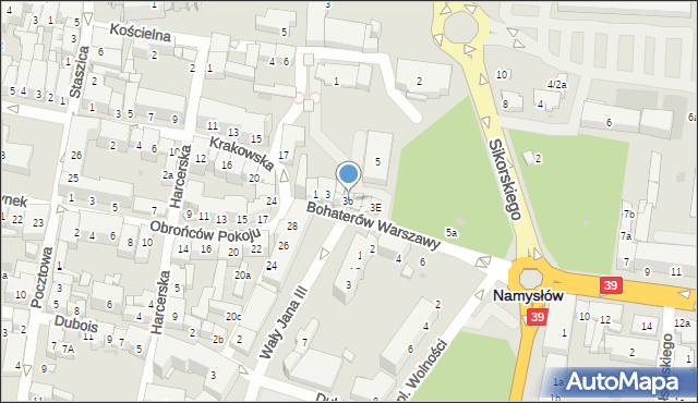 Namysłów, Bohaterów Warszawy, 3b, mapa Namysłów