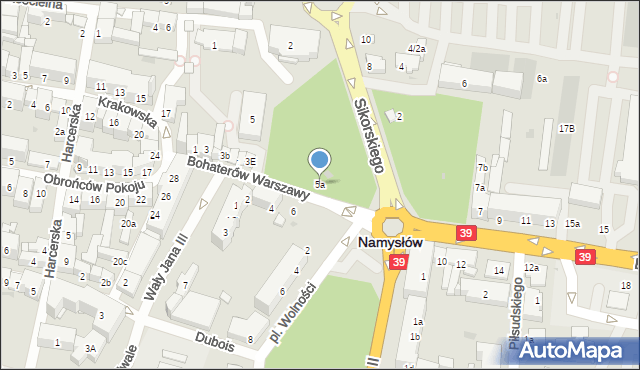 Namysłów, Bohaterów Warszawy, 5a, mapa Namysłów