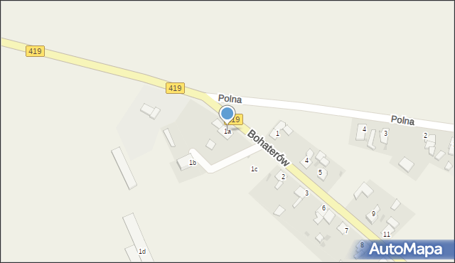 Nasiedle, Bohaterów, 1a, mapa Nasiedle