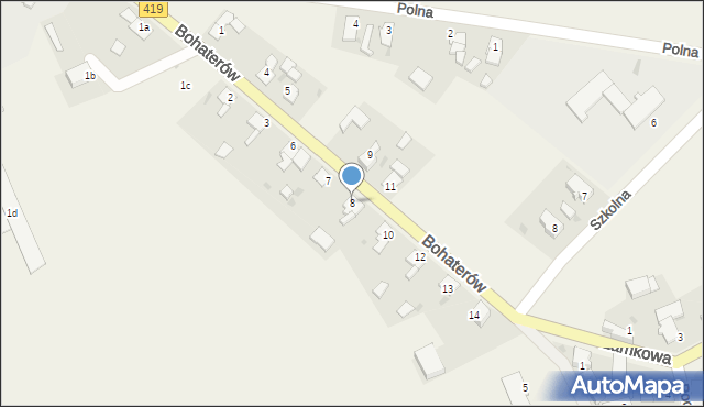 Nasiedle, Bohaterów, 8, mapa Nasiedle