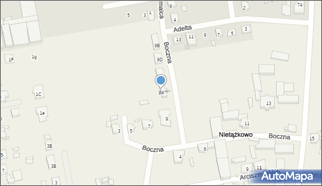 Nietążkowo, Boczna, 9A, mapa Nietążkowo