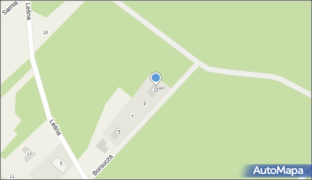 Niewodnica Kościelna, Borsucza, 11, mapa Niewodnica Kościelna