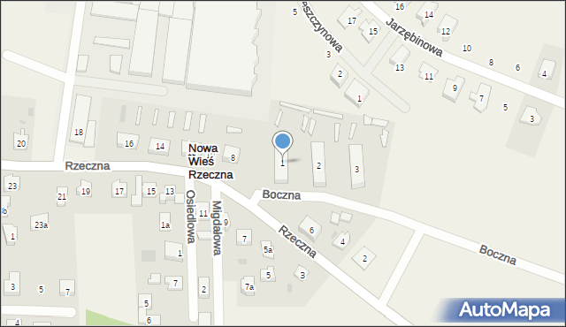 Nowa Wieś Rzeczna, Boczna, 1, mapa Nowa Wieś Rzeczna