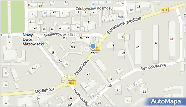 Nowy Dwór Mazowiecki, Bohaterów Modlina, 77a, mapa Nowy Dwór Mazowiecki