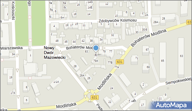 Nowy Dwór Mazowiecki, Bohaterów Modlina, 81, mapa Nowy Dwór Mazowiecki