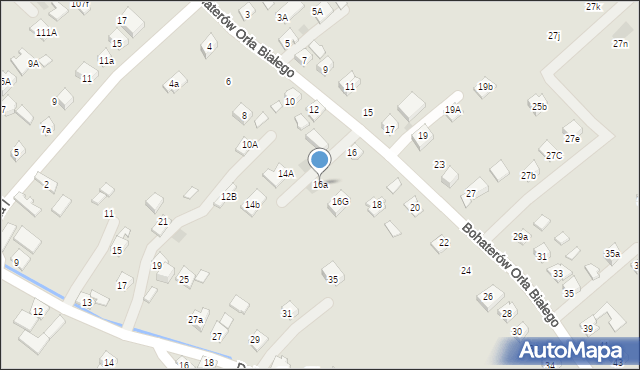 Nowy Sącz, Bohaterów Orła Białego, 16a, mapa Nowego Sącza