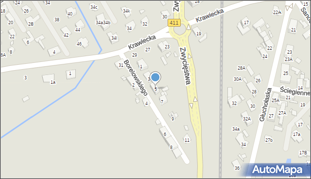 Nysa, Borelowskiego-Lelewela Marcina, 5, mapa Nysy