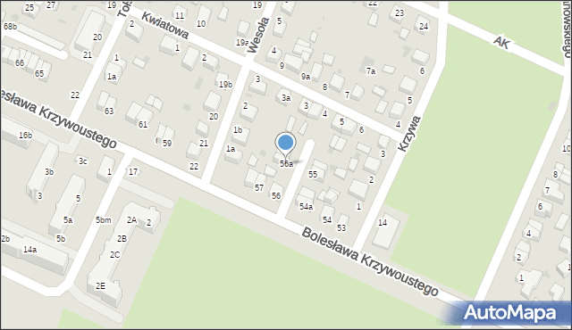 Oleśnica, Bolesława Krzywoustego, 56a, mapa Oleśnica