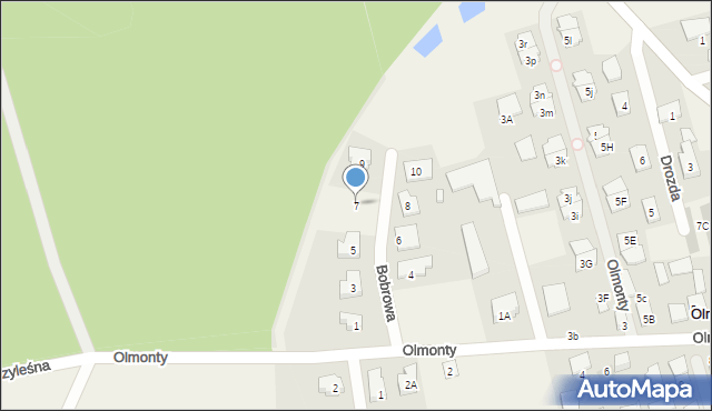 Olmonty, Bobrowa, 7, mapa Olmonty
