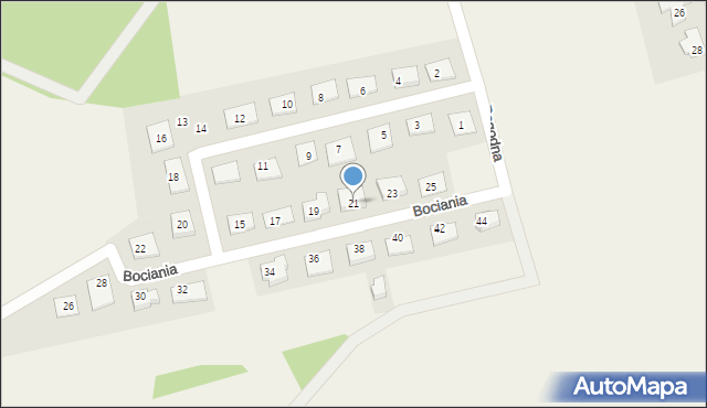 Olmonty, Bociania, 21, mapa Olmonty