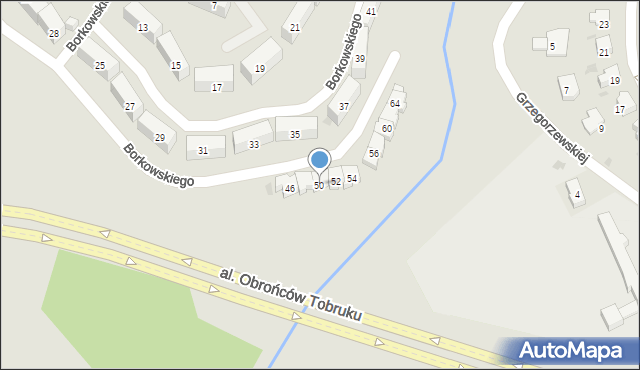 Olsztyn, Borkowskiego Tadeusza, ks., 50, mapa Olsztyna