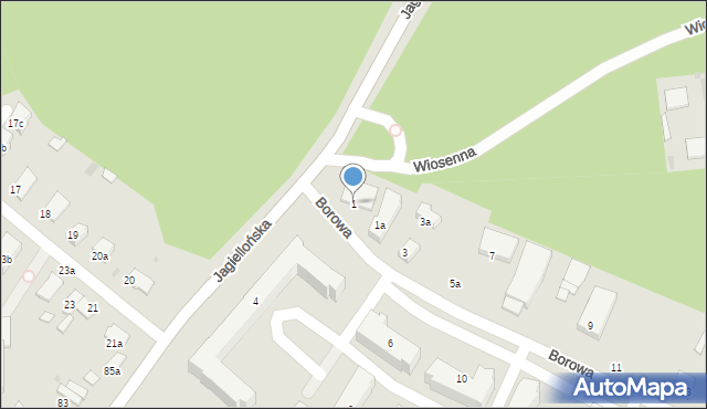 Olsztyn, Borowa, 1, mapa Olsztyna