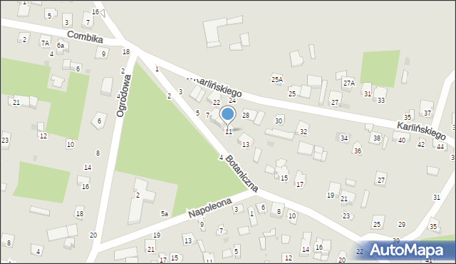 Olsztyn, Botaniczna, 11, mapa Olsztyna