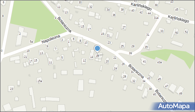 Olsztyn, Botaniczna, 16, mapa Olsztyna